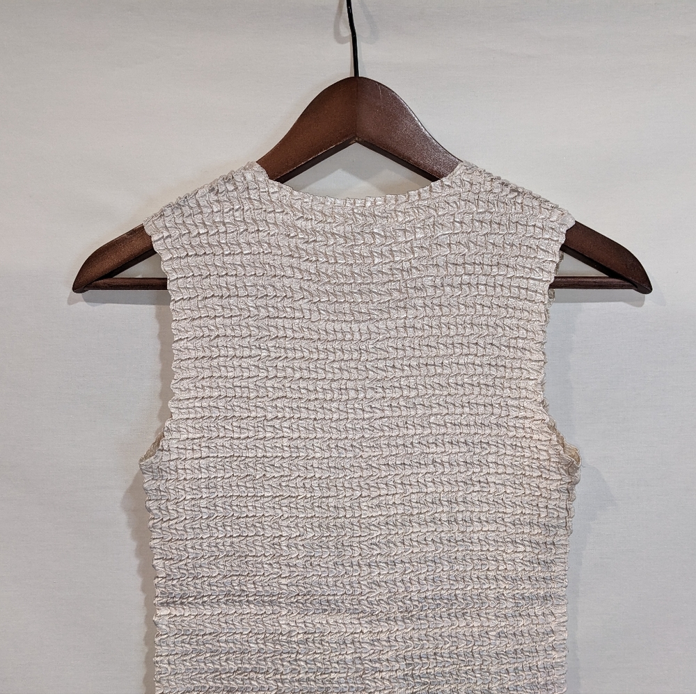 Vintage Nicola Satin Champagne Textured Bubble Tank Size M - Picture 8 of 8